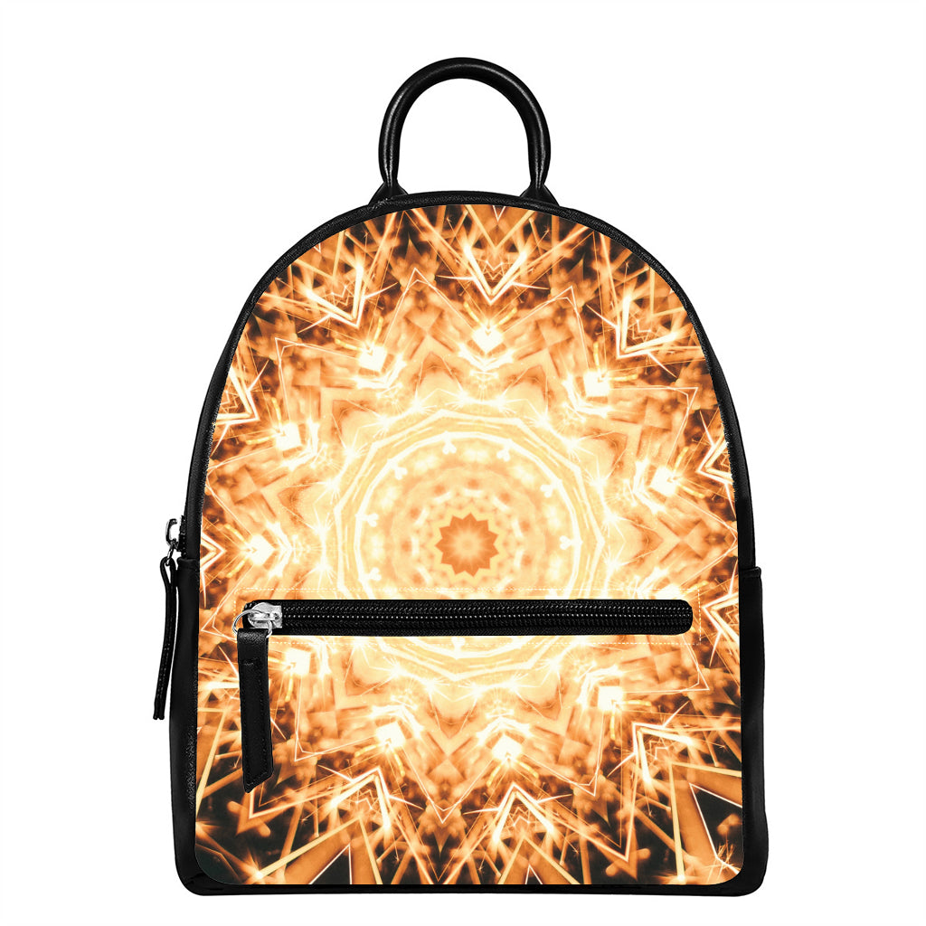 Shining Kaleidoscope Print Leather Backpack