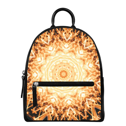 Shining Kaleidoscope Print Leather Backpack
