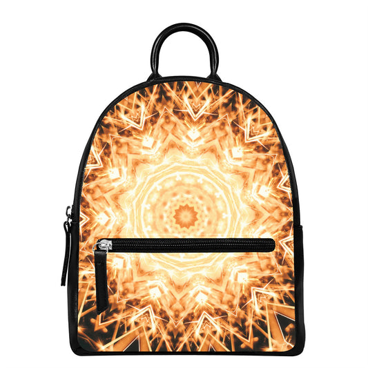 Shining Kaleidoscope Print Leather Backpack