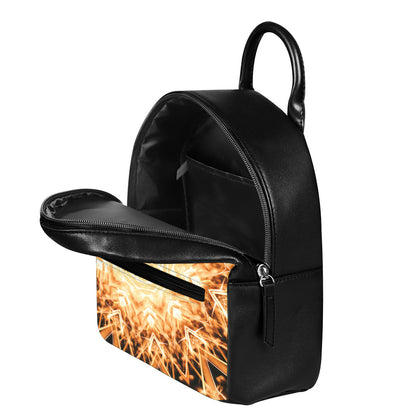 Shining Kaleidoscope Print Leather Backpack