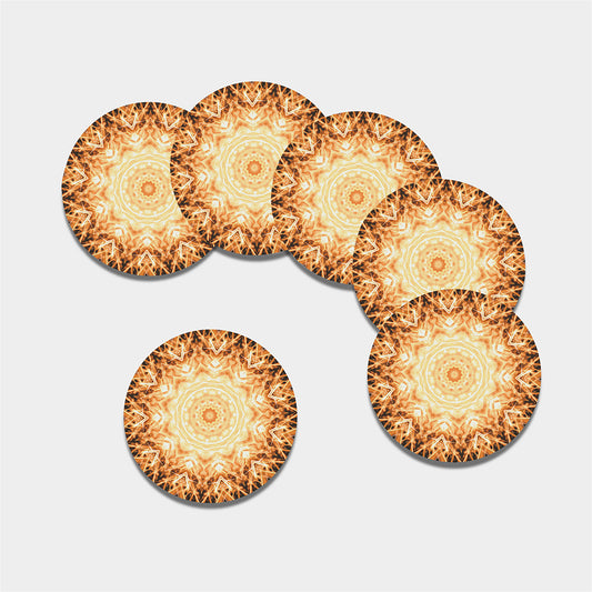 Shining Kaleidoscope Print Leather Coaster Set