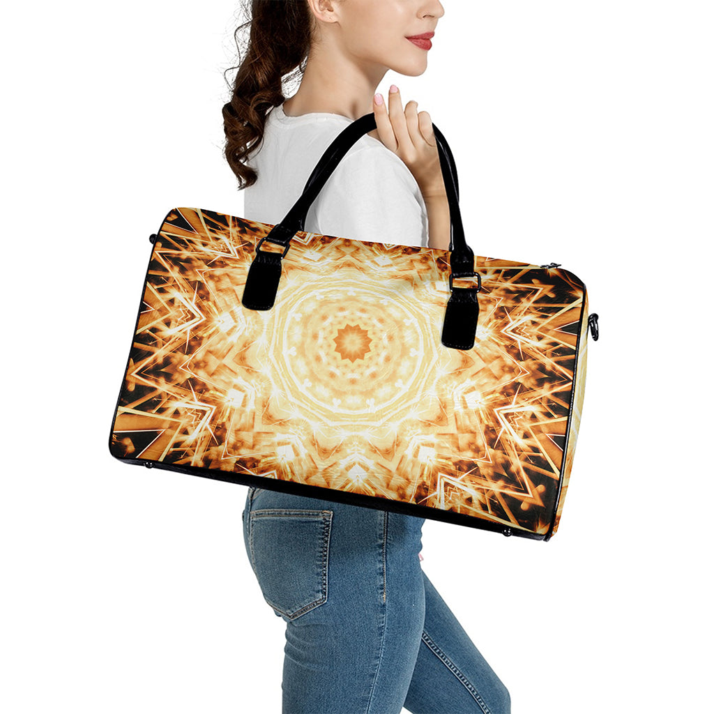 Shining Kaleidoscope Print Leather Duffle Bag