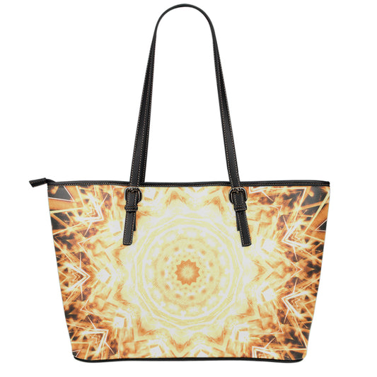 Shining Kaleidoscope Print Leather Tote Bag