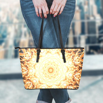 Shining Kaleidoscope Print Leather Tote Bag
