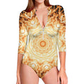 Shining Kaleidoscope Print Long Sleeve Swimsuit