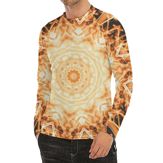 Shining Kaleidoscope Print Men's Long Sleeve Rash Guard