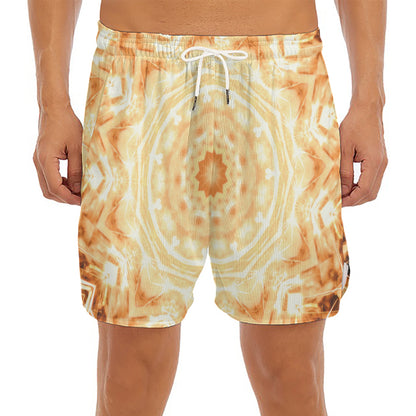 Shining Kaleidoscope Print Men's Split Running Shorts