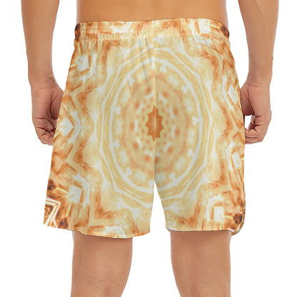 Shining Kaleidoscope Print Men's Split Running Shorts
