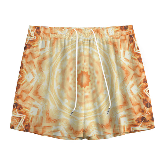Shining Kaleidoscope Print Mesh Shorts