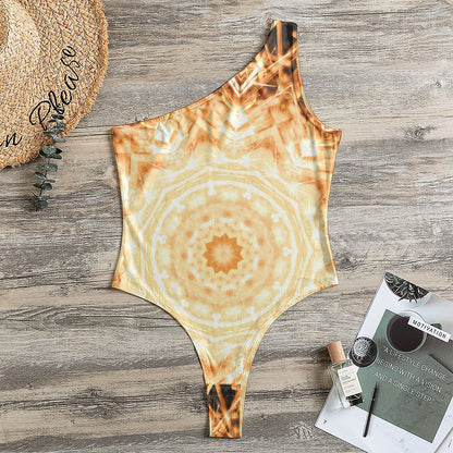 Shining Kaleidoscope Print One Shoulder Bodysuit