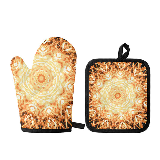 Shining Kaleidoscope Print Oven Mitt And Pot Holder Set