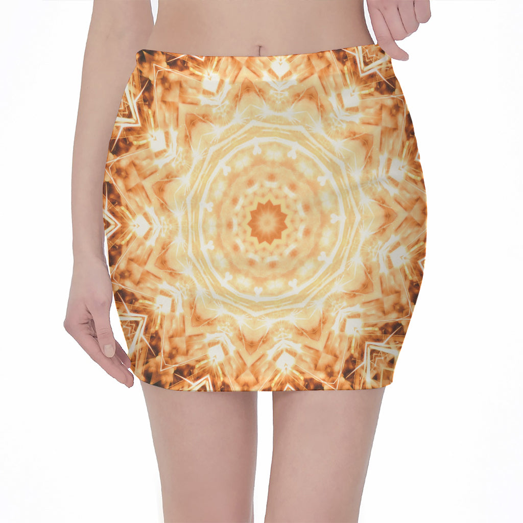 Shining Kaleidoscope Print Pencil Mini Skirt