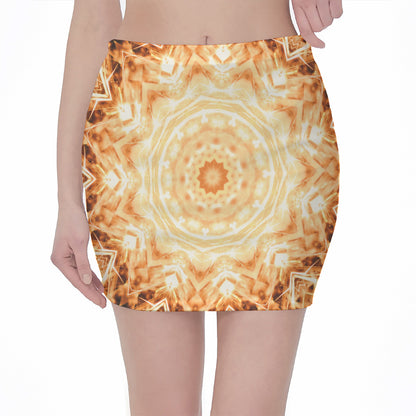 Shining Kaleidoscope Print Pencil Mini Skirt