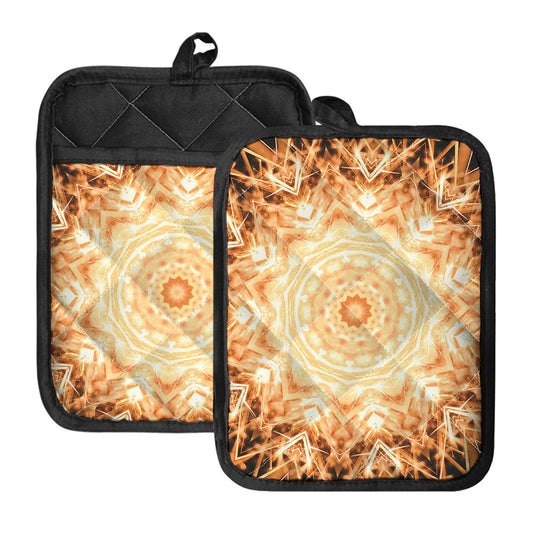 Shining Kaleidoscope Print Pot Holders With Pocket