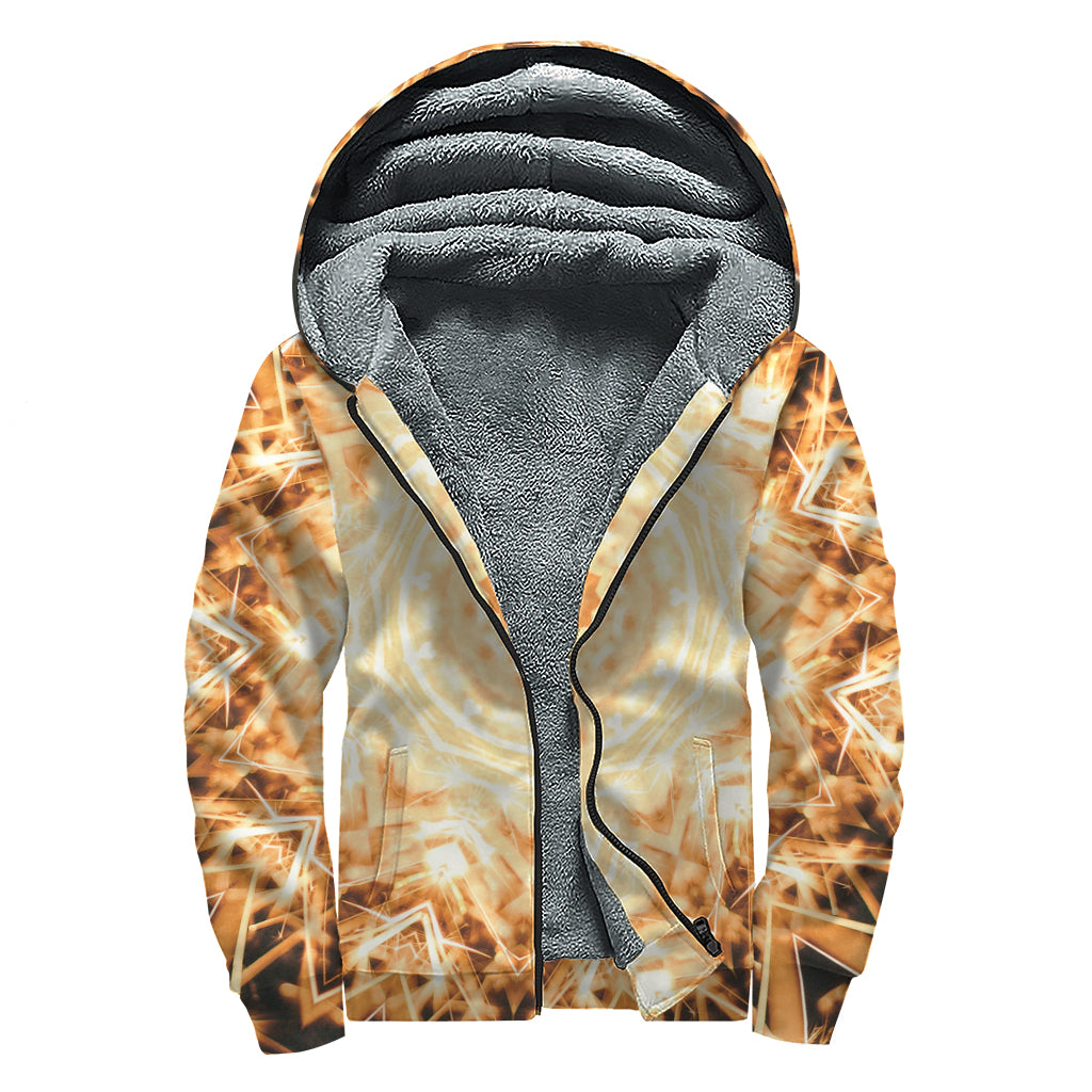 Shining Kaleidoscope Print Sherpa Lined Zip Up Hoodie