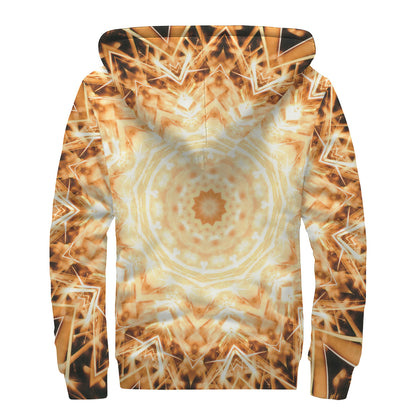 Shining Kaleidoscope Print Sherpa Lined Zip Up Hoodie