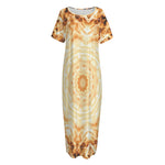 Shining Kaleidoscope Print Short Sleeve Long Nightdress