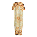 Shining Kaleidoscope Print Short Sleeve Long Nightdress