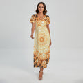 Shining Kaleidoscope Print Short Sleeve Maxi Dress