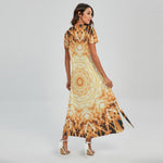 Shining Kaleidoscope Print Short Sleeve Maxi Dress