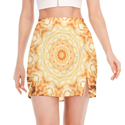 Shining Kaleidoscope Print Side Slit Mini Skirt