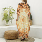 Shining Kaleidoscope Print Silk V-Neck Kaftan Dress