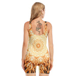 Shining Kaleidoscope Print Sleeveless One Piece Swimsuit