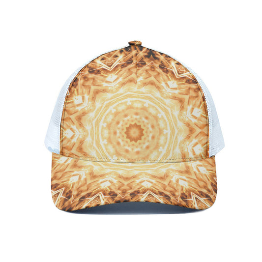 Shining Kaleidoscope Print White Mesh Trucker Cap