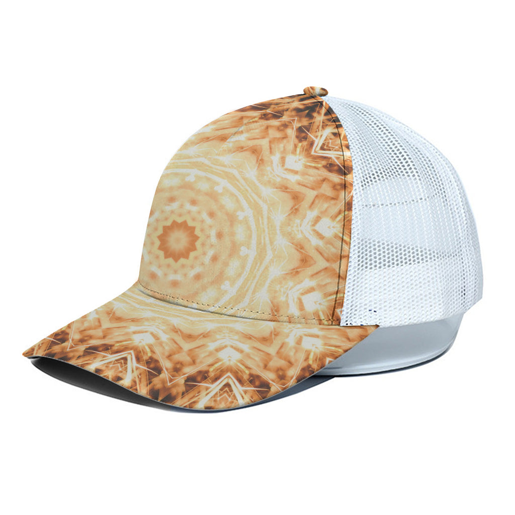 Shining Kaleidoscope Print White Mesh Trucker Cap