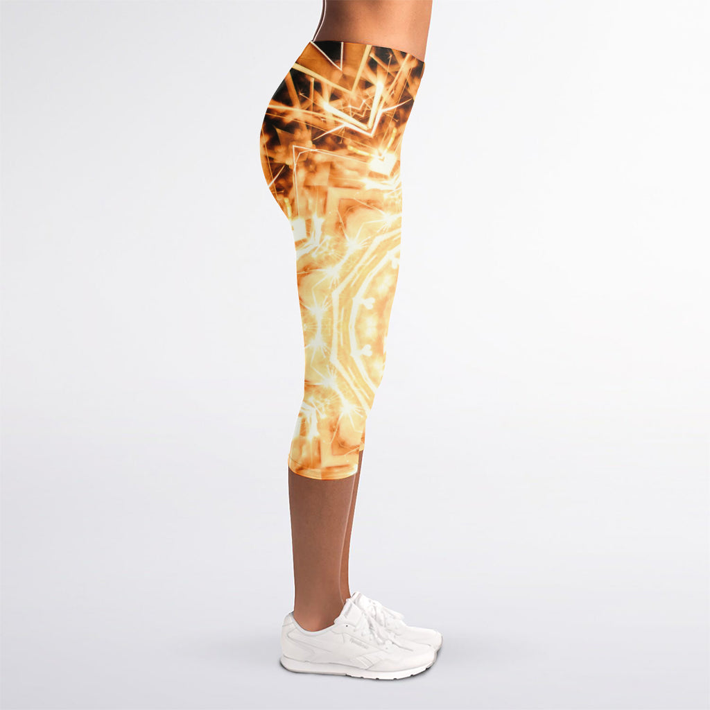 Shining Kaleidoscope Print Women's Capri Leggings