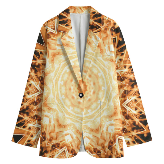 Shining Kaleidoscope Print Women's Cotton Blazer