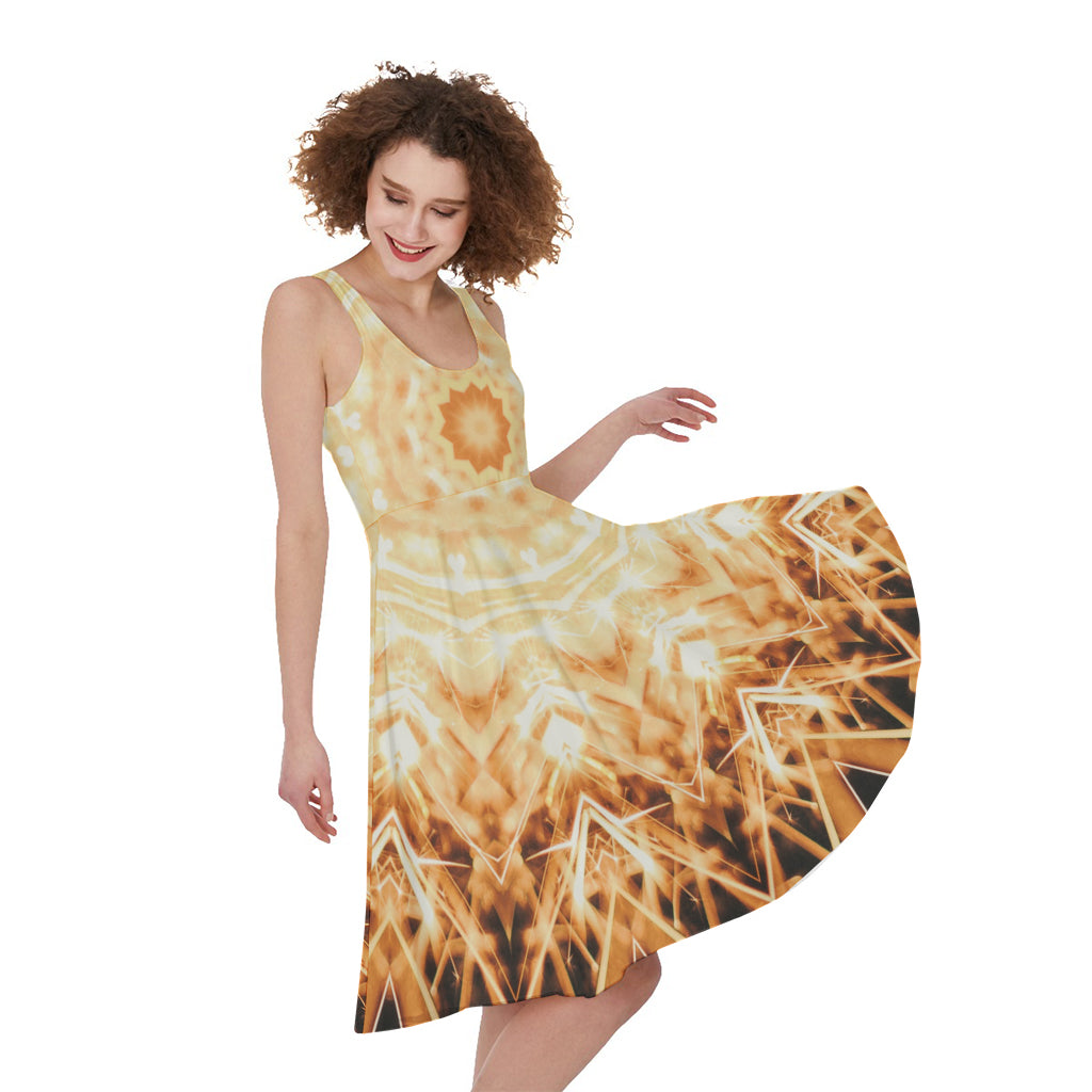 Shining Kaleidoscope Print Women's Sleeveless Dress