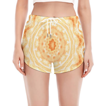 Shining Kaleidoscope Print Women's Split Running Shorts