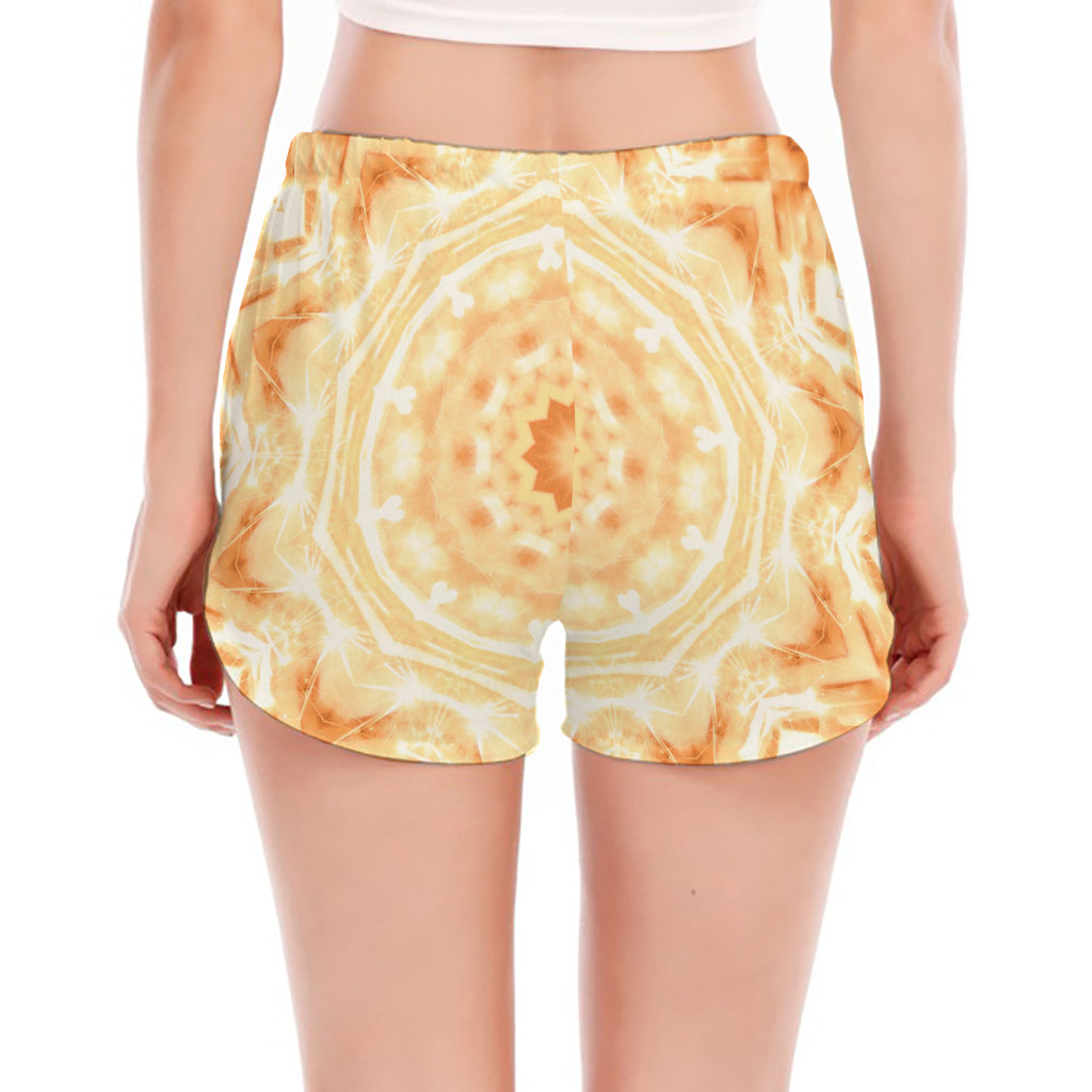 Shining Kaleidoscope Print Women's Split Running Shorts