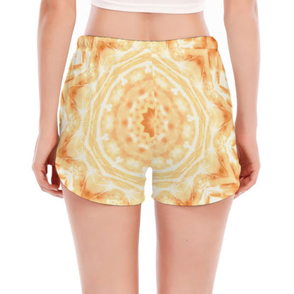 Shining Kaleidoscope Print Women's Split Running Shorts