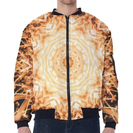 Shining Kaleidoscope Print Zip Sleeve Bomber Jacket
