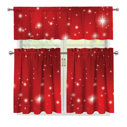 Shiny Sparkle Print 3 Piece Kitchen Curtains