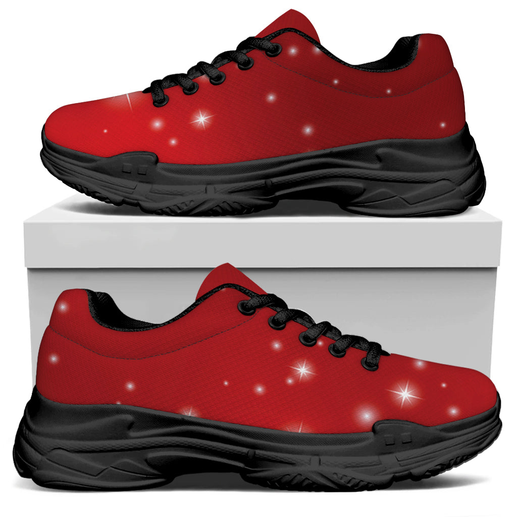 Shiny Sparkle Print Black Chunky Shoes