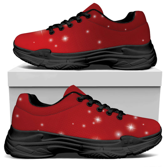 Shiny Sparkle Print Black Chunky Shoes