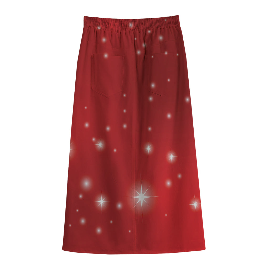 Shiny Sparkle Print Cotton Front Slit Maxi Skirt