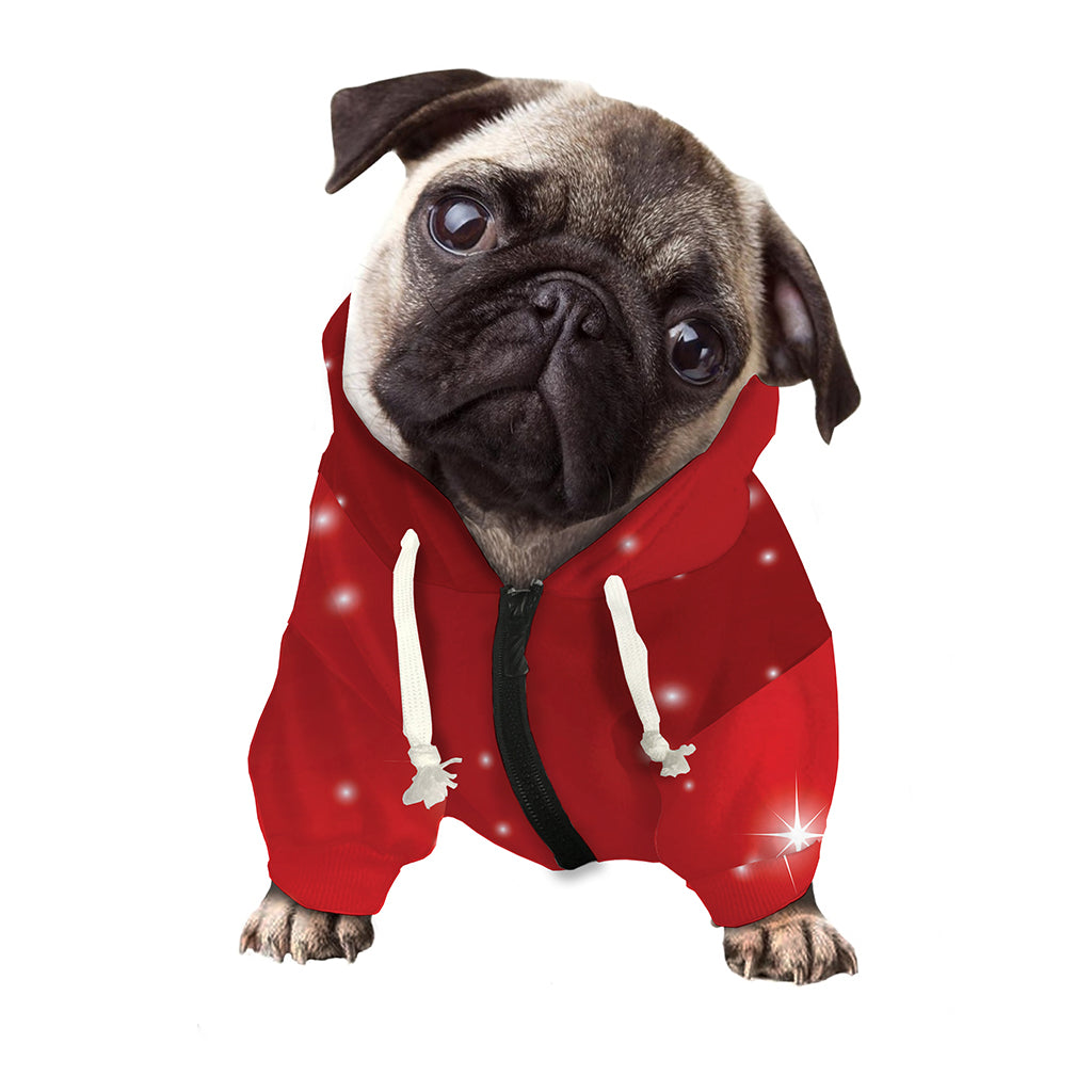 Shiny Sparkle Print Dog Zip Up Hoodie