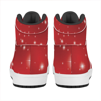 Shiny Sparkle Print High Top Leather Sneakers