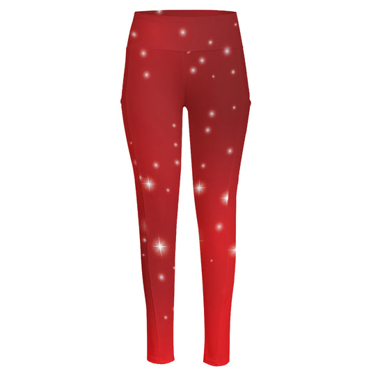 Shiny Sparkle Print High-Waisted Pocket Leggings