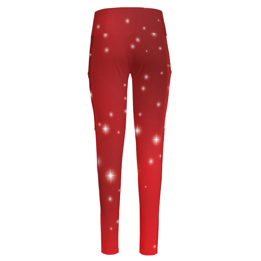 Shiny Sparkle Print High-Waisted Pocket Leggings