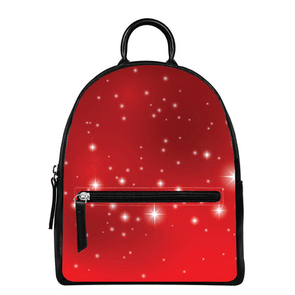 Shiny Sparkle Print Leather Backpack
