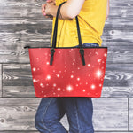 Shiny Sparkle Print Leather Tote Bag
