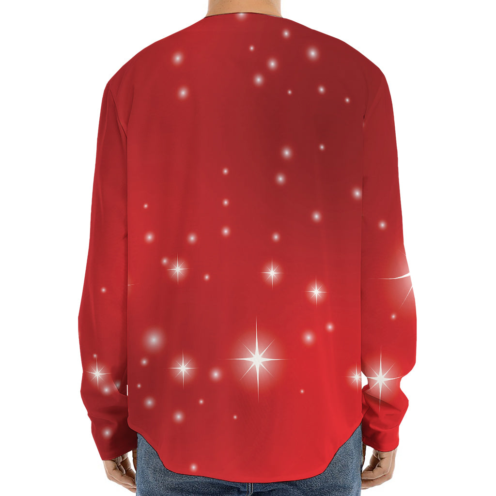 Shiny Sparkle Print Long Sleeve Baseball Jersey