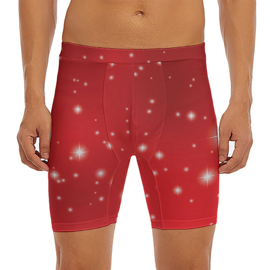 Shiny Sparkle Print Men's Long Boxer Briefs
