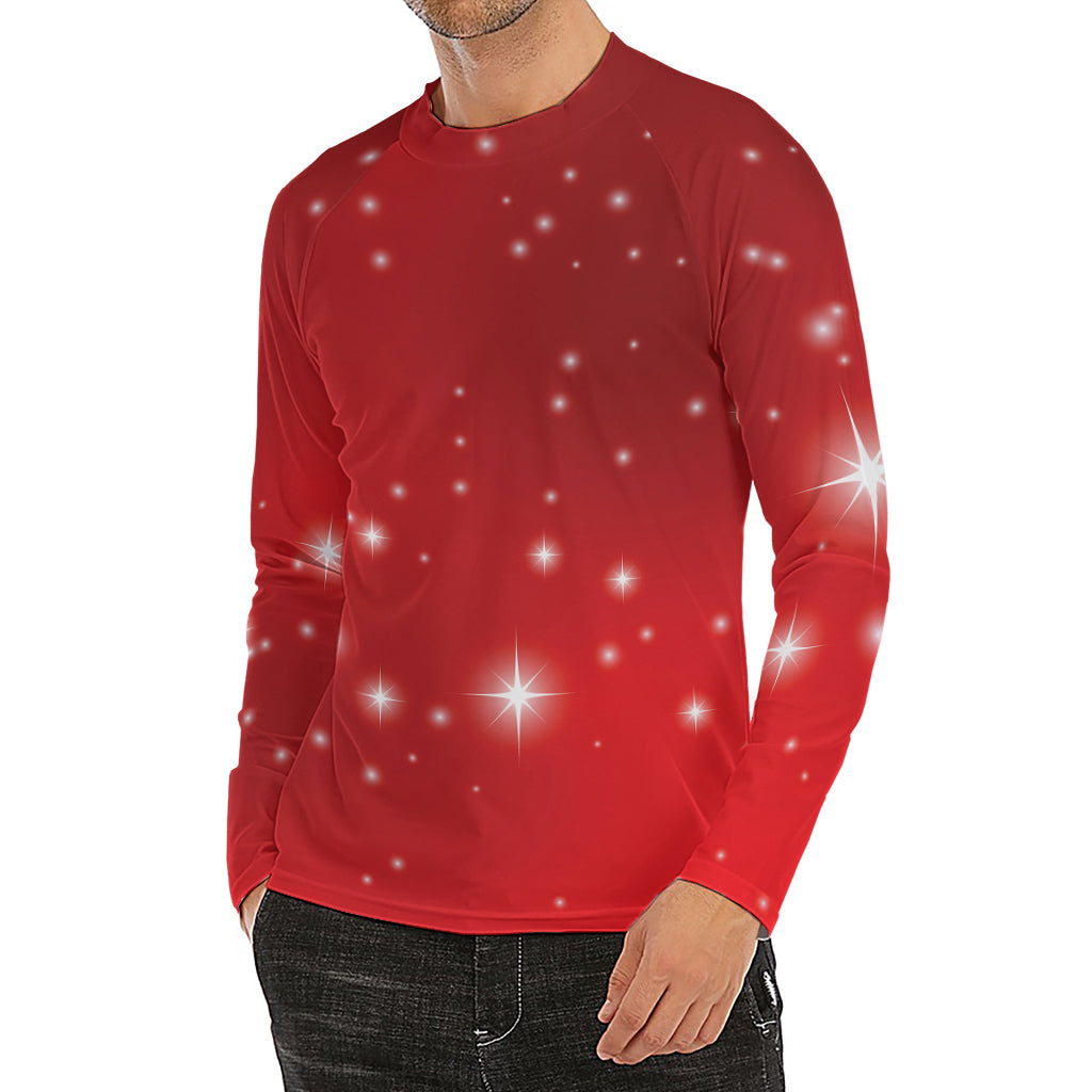 Shiny Sparkle Print Men's Long Sleeve Rash Guard