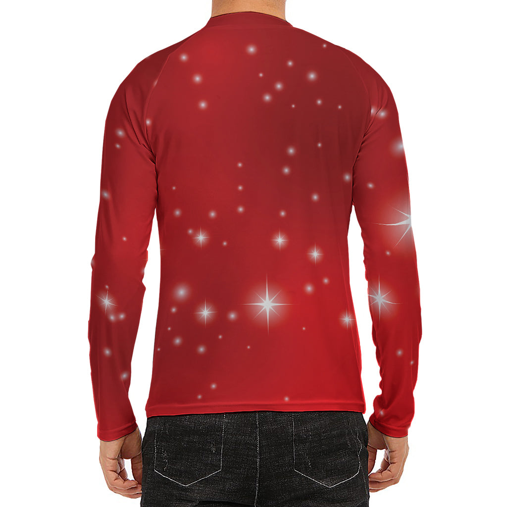 Shiny Sparkle Print Men's Long Sleeve Rash Guard